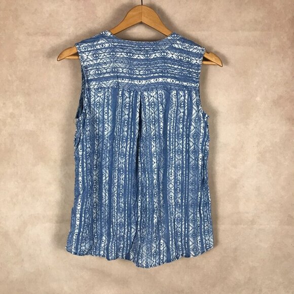 Style & Co. Blue Printed Sleeveless Button-down Shirt NWT Petite SMALL - Picture 8 of 9